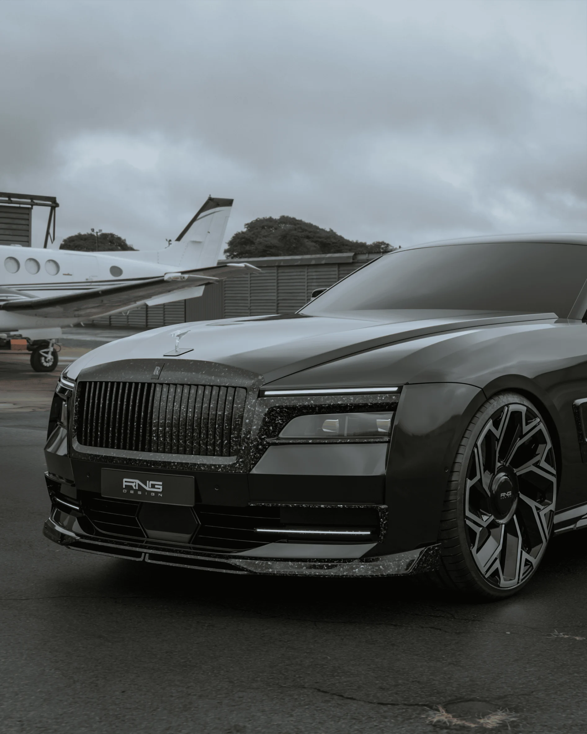 Обвес на Rolls-Royce Spectre из кованого карбона: новая форма роскоши от RNG Design